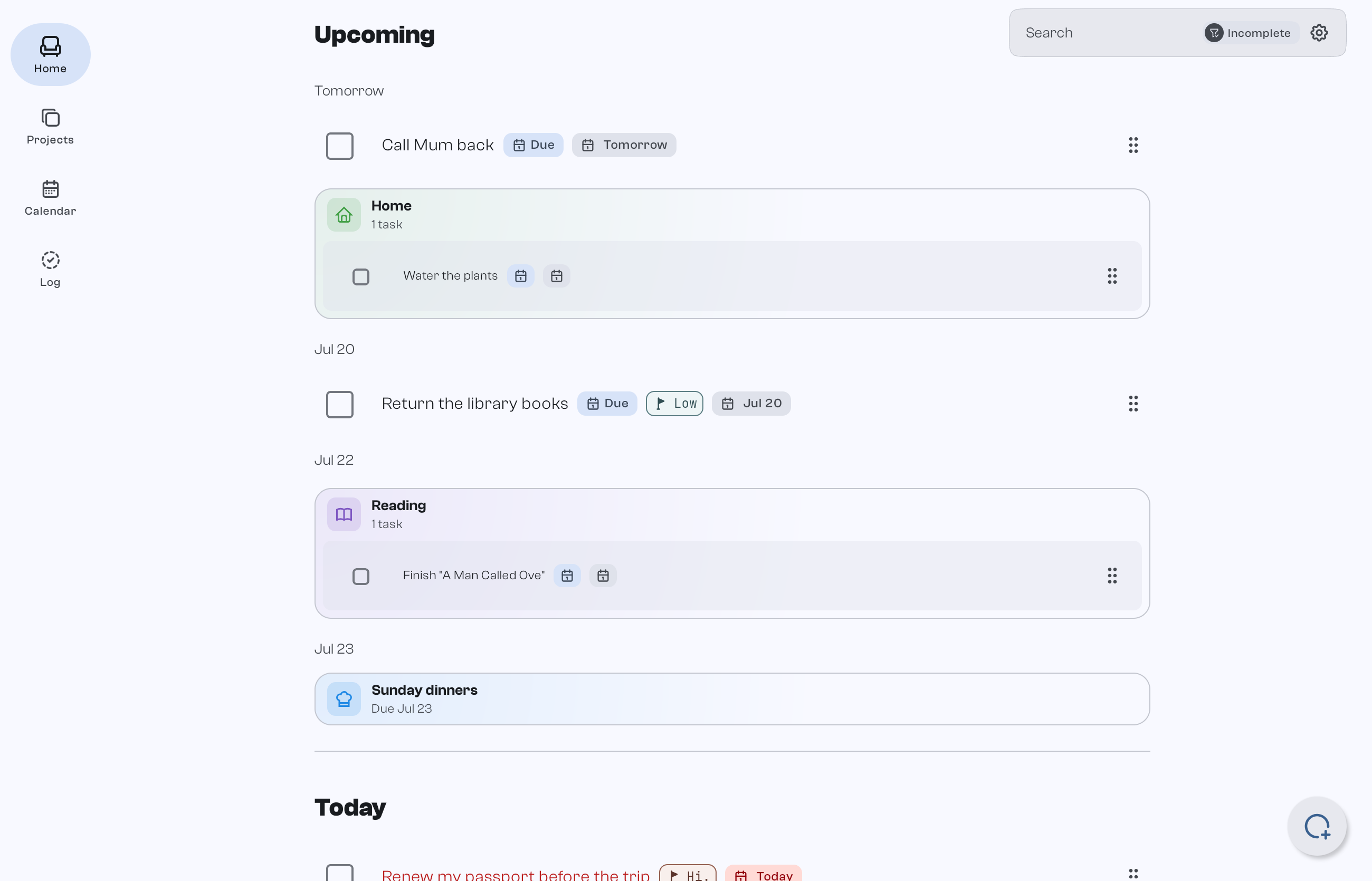 goodTodo on desktop showing today's tasks