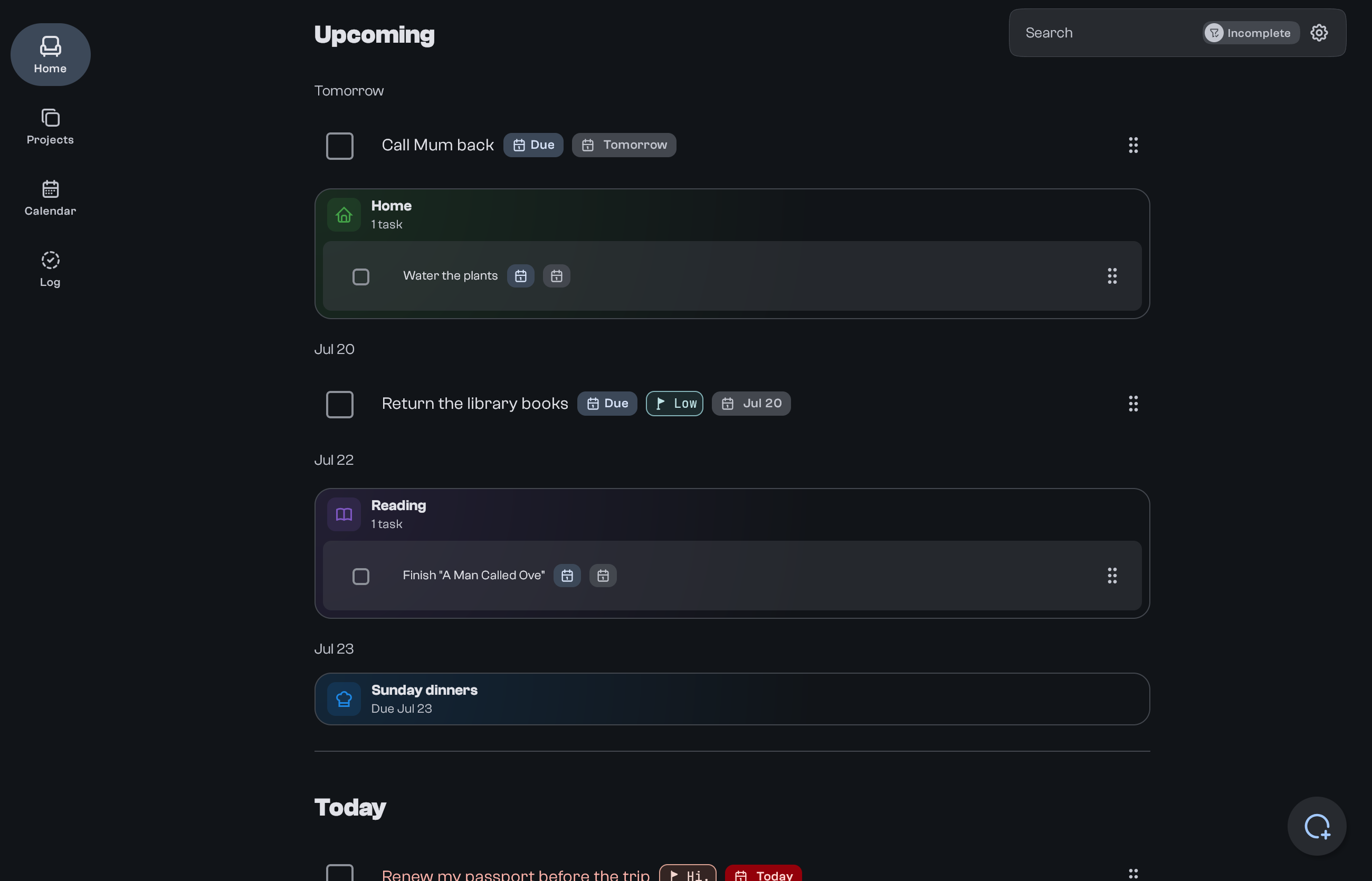 goodTodo on desktop showing today's tasks