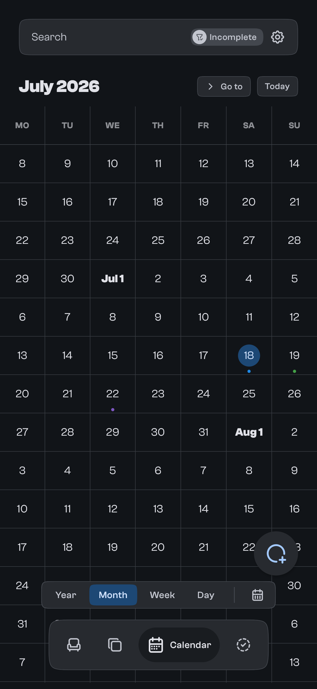 Tasks and calendar events together in goodTodo