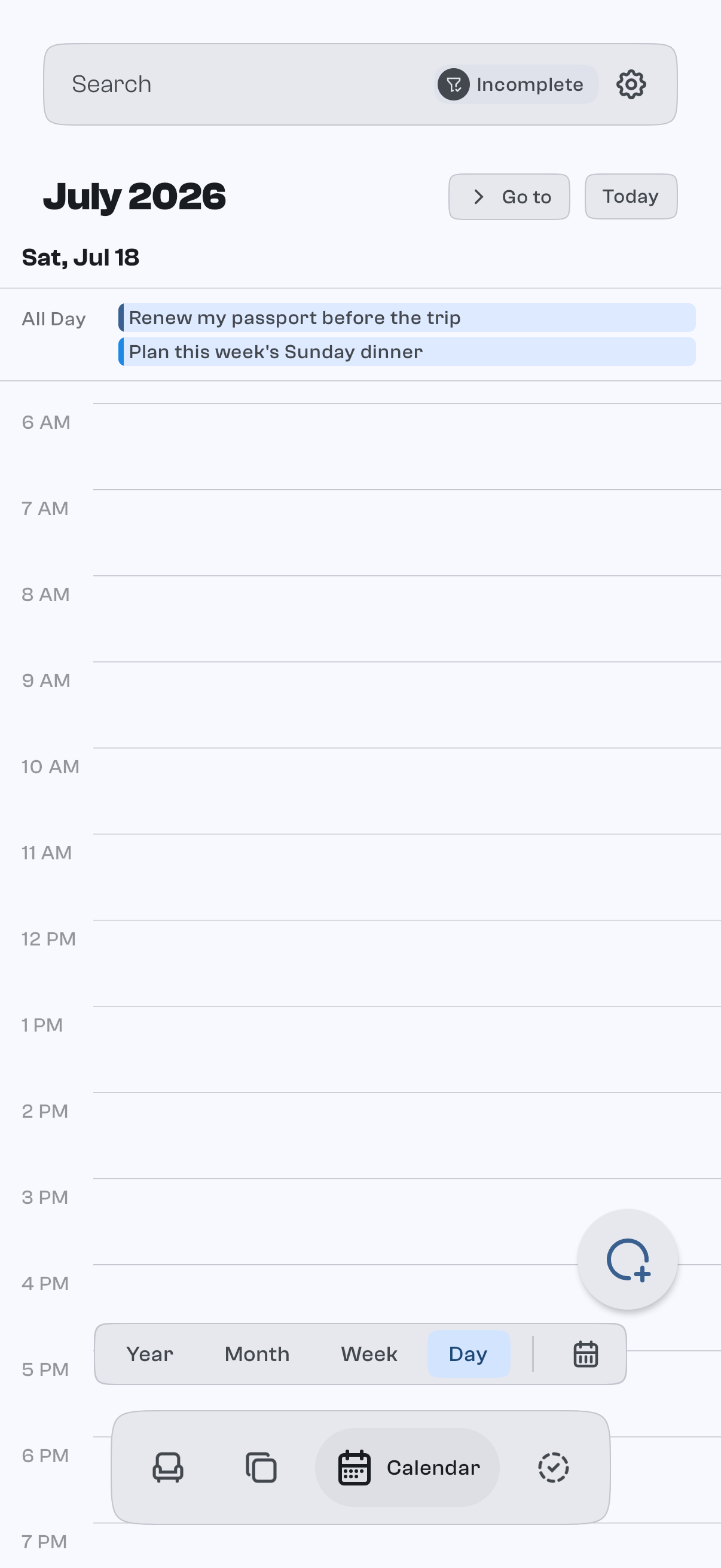 A task scheduled on a specific day in goodTodo
