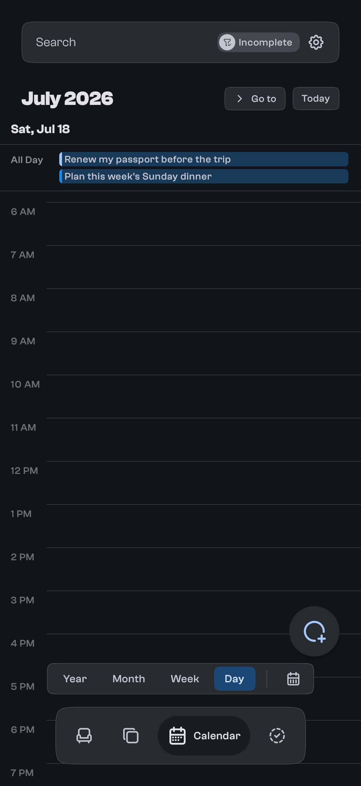 A task scheduled on a specific day in goodTodo